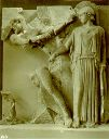 Vorschau Foto, Augias-Metope des Zeustempela in Olympia,  Herakles und Athene